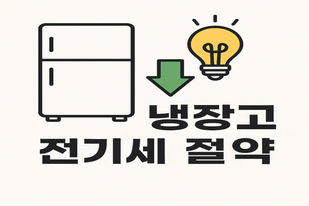 냉장고 전기세 절약 방법 – 에너지 절약 전구와 절전 아이콘 일러스트
