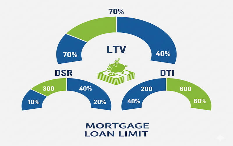 "주택담보대출 LTV DSR DTI 비율 및 한도 규제 요약"