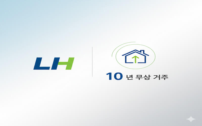 LH 전세사기 피해자 주거지원, 10년 무상 거주를 나타내는 인포그래픽 이미지