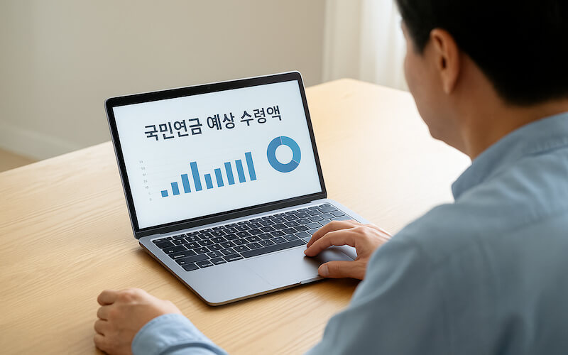 국민연금 예상 수령액 조회법 화면 이미지
