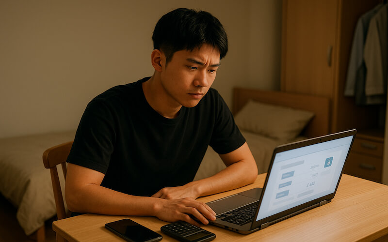 2025 청년 월세 지원을 확인하며 월세 부담을 고민하는 20대 청년