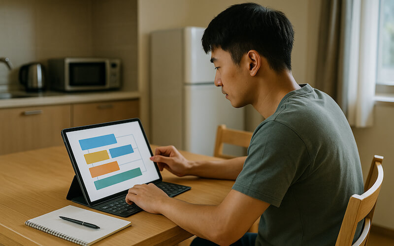 2025 청년 월세 지원 제도를 비교하는 한국 청년의 모습