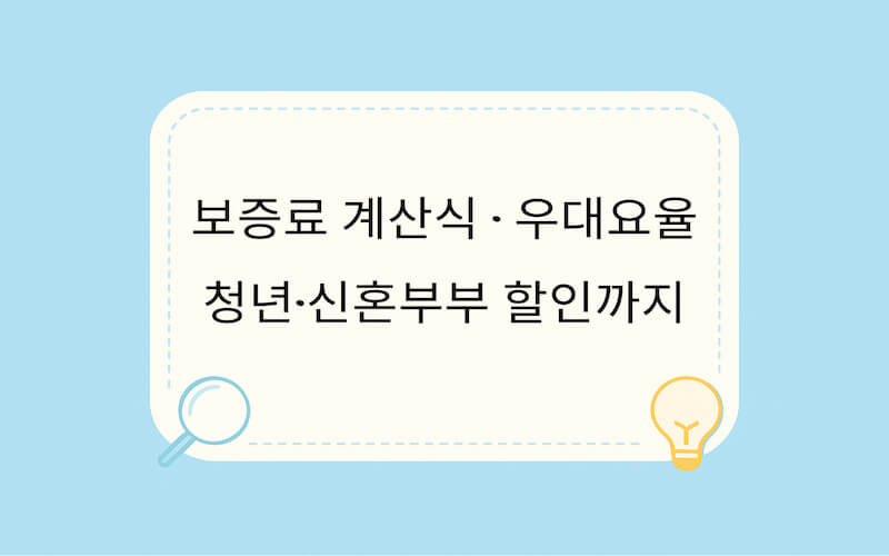 전세보증금 반환보증 보증료 계산 방식과 청년·신혼부부 보증료 지원 정보를 요약한 카드뉴스형 이미지