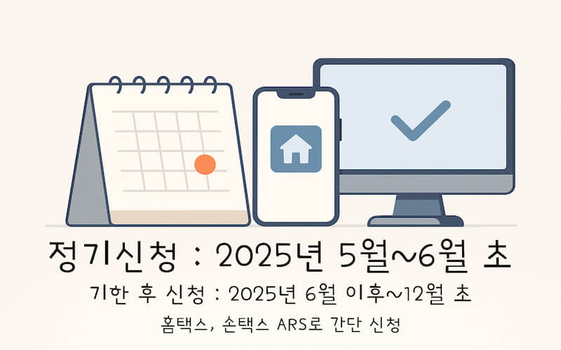 2025 자녀장려금 신청 기간과 홈택스·손택스 온라인 신청 방법을 상징하는 달력과 스마트폰 일러스트