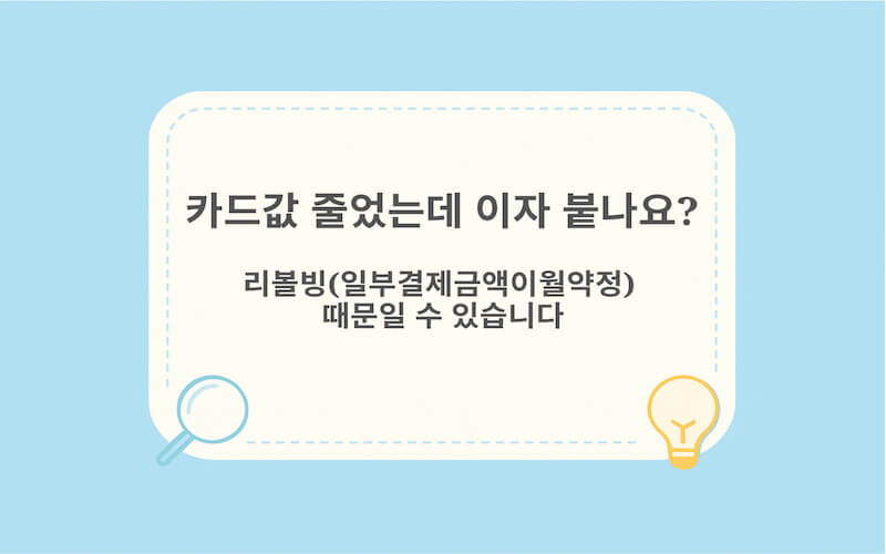리볼빙 해지 방법 안내 이미지, 카드값이 줄지 않고 수수료가 붙는 원인 정리