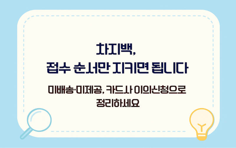 차지백 신청 방법 핵심 요약, 미배송·미제공 카드사 이의신청 시작 안내