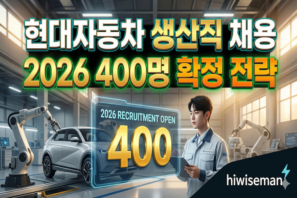 2026 현대자동차 생산직 채용 400명 확정 공고 분석 및 합격 전략 대표 이미지 hiwiseman