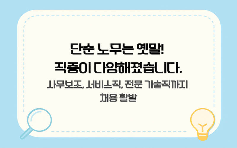 다양한 직종의 채용 공고