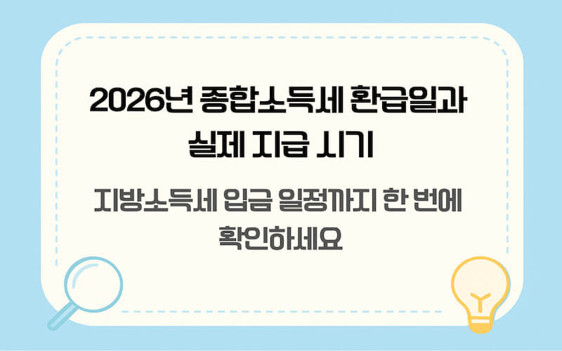 2026년 종합소득세 환급일 및 지방소득세 실제 입금 시기 정보 정리 인포그래픽
